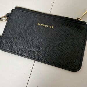 Bandolier Black Leather Wristlet
